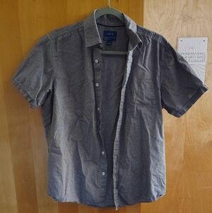 Men's Grey Checkered Apt. 9 Premier Flex Short Sleeve Dress Shirt